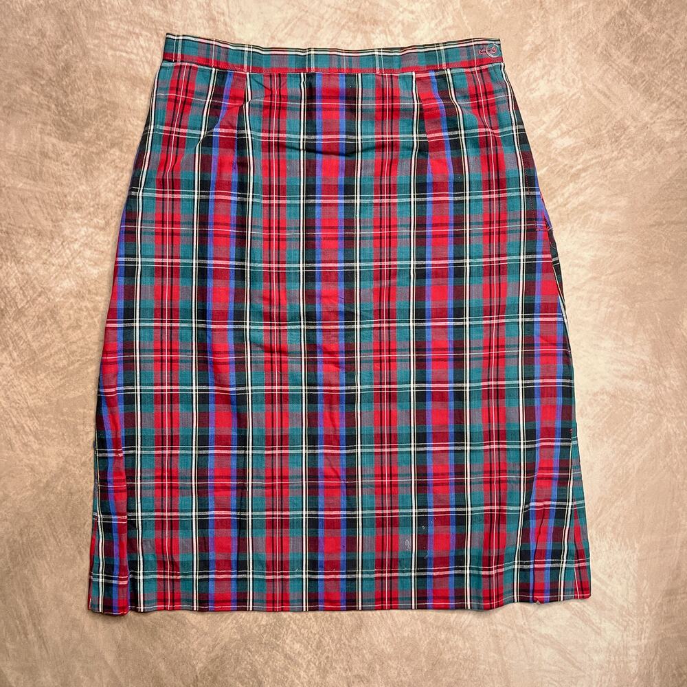 Vintage 90s Handmade Plaid Pencil Skirt Multicolor Tartan Academia Uniform Goth